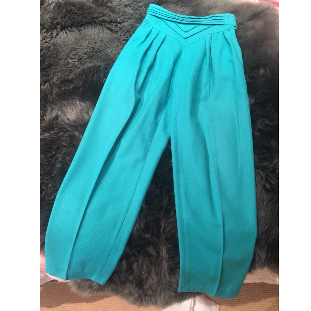 Turquoise Blue Triangularly Pleated Trousers 💎⚜️